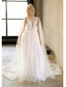 Ivory Sparkly Lace Tulle Stunning Wedding Dress